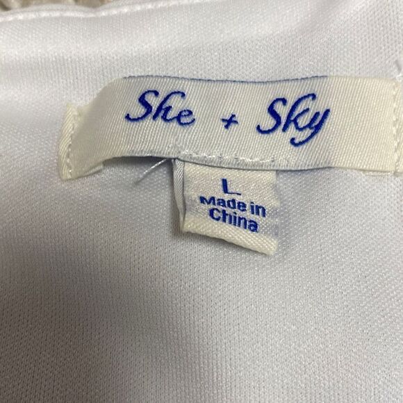 She+Sky White Faux Wrap Spaghetti Strap Dress Size Large NEW - Picture 4 of 7